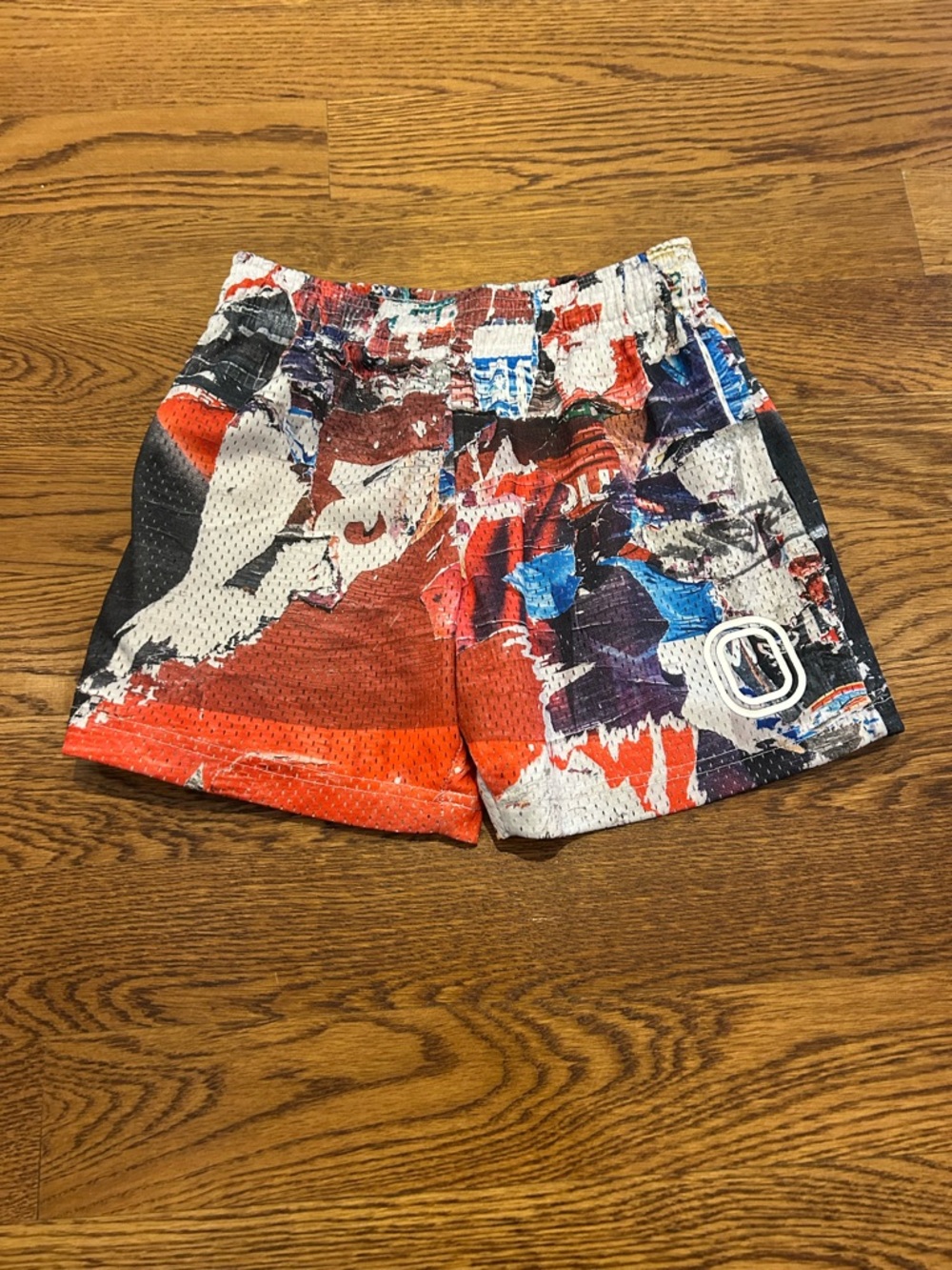 Overtime Boys Graphic Mesh Athletic Shorts in Red, Blue, White- Youth Medium
